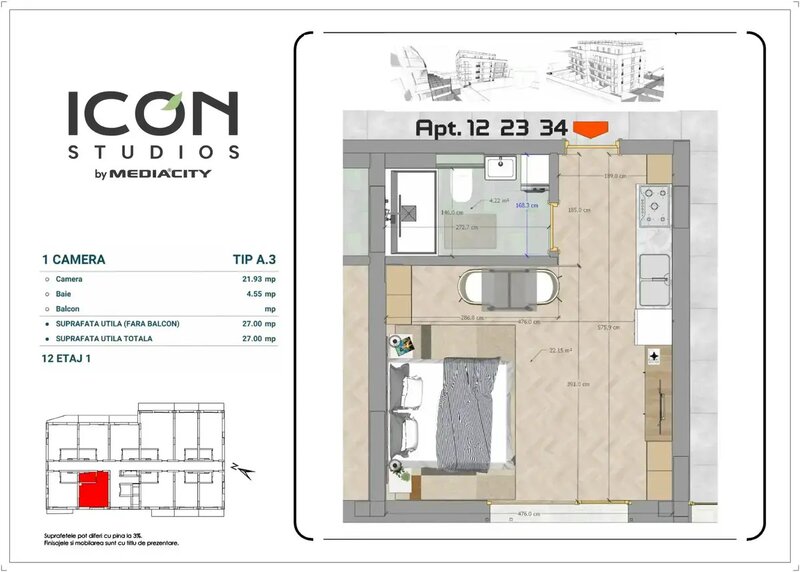 Mosilor garsoniera, etajul 1